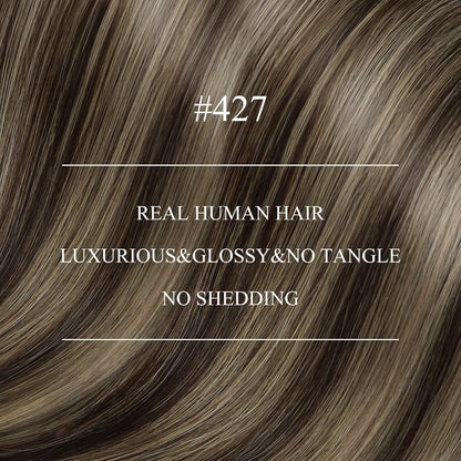 Echthaar Nano Extensions Braun mit Karamellblond, 50cm