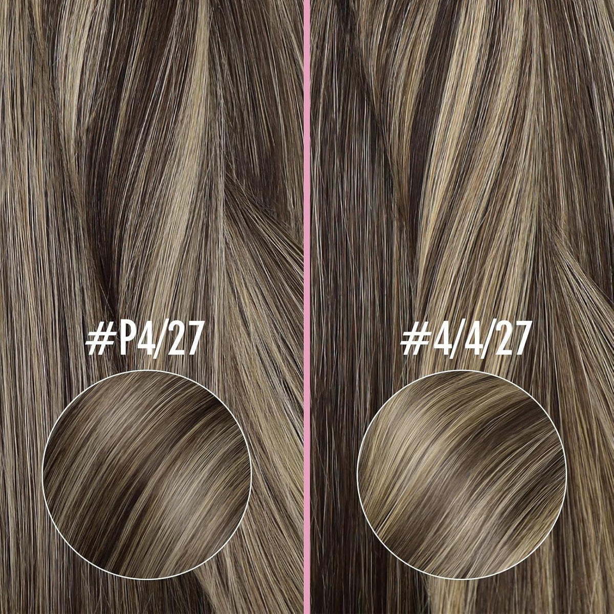 Echthaar Nano Extensions Braun mit Karamellblond, 50cm