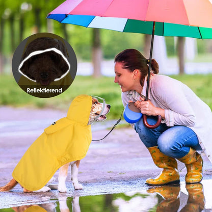 SlowTon Regenmantel Hund wasserdicht transparente Regenjacke mit Kapuze für kleine, mittlere und große Hunde XXL Gelb
