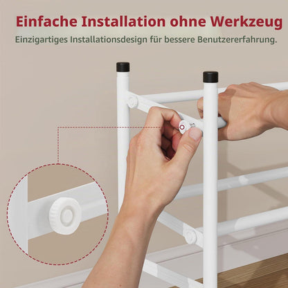 Ausziebares Schuhregal Metall, 2 Ebenen, Weiß