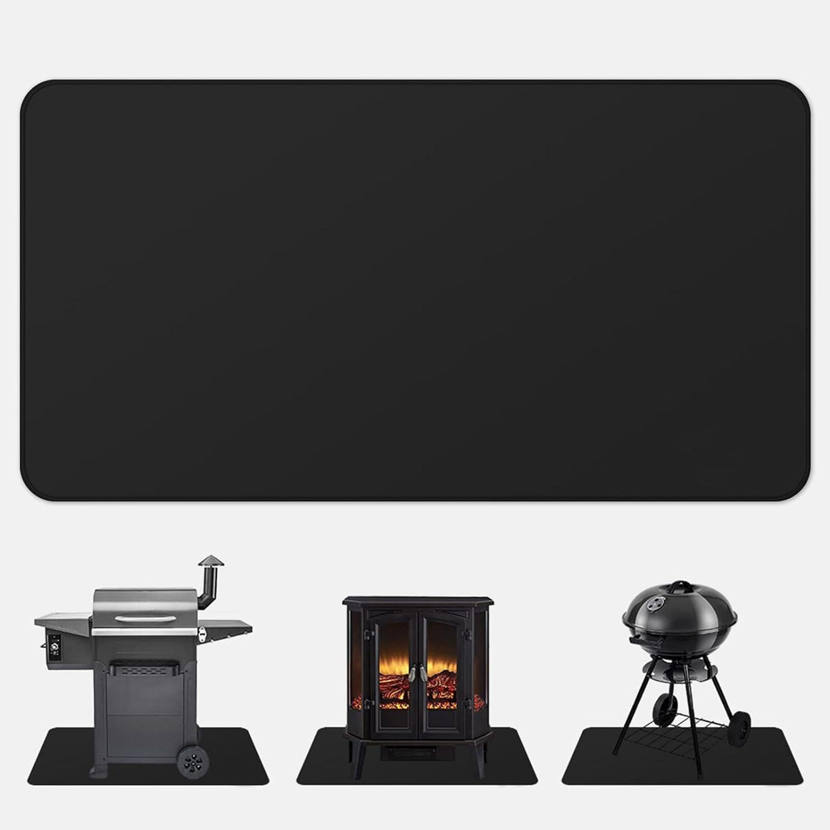 Feuerfeste Grillmatte Hitzebeständig BBQ Terrasse Teppich 106 x 61 cm