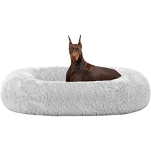 Rundes Hundebett aus Plüsch, 120 cm, Hellgrau
