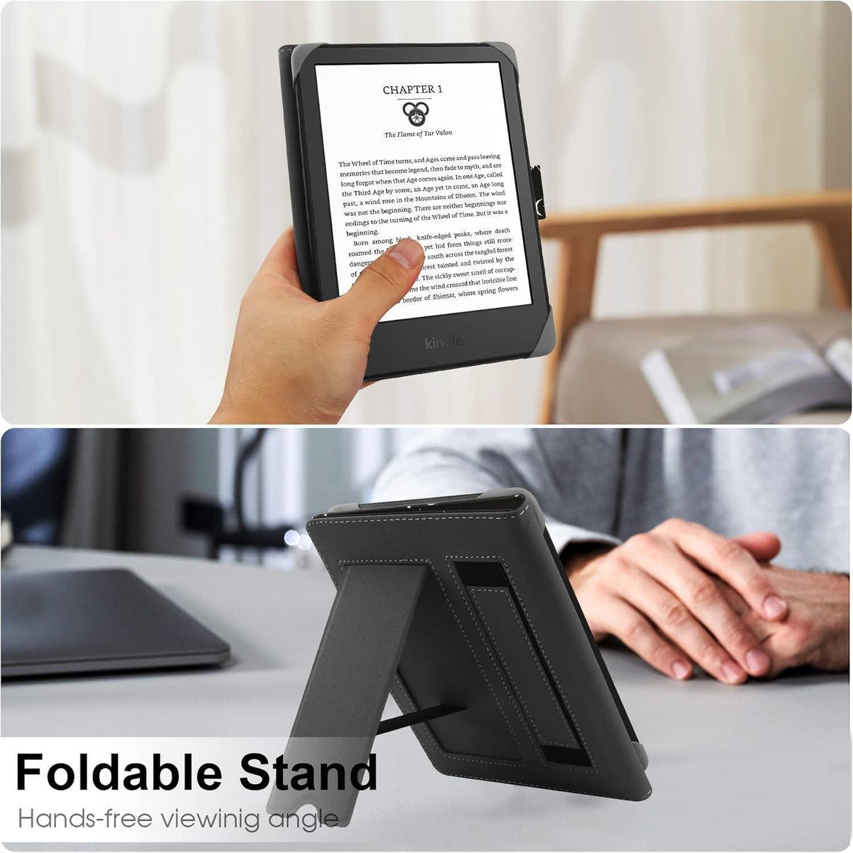 Universelle Hülle mit Ständer für 6-6.8 Zoll E-Book Reader in Lederoptik