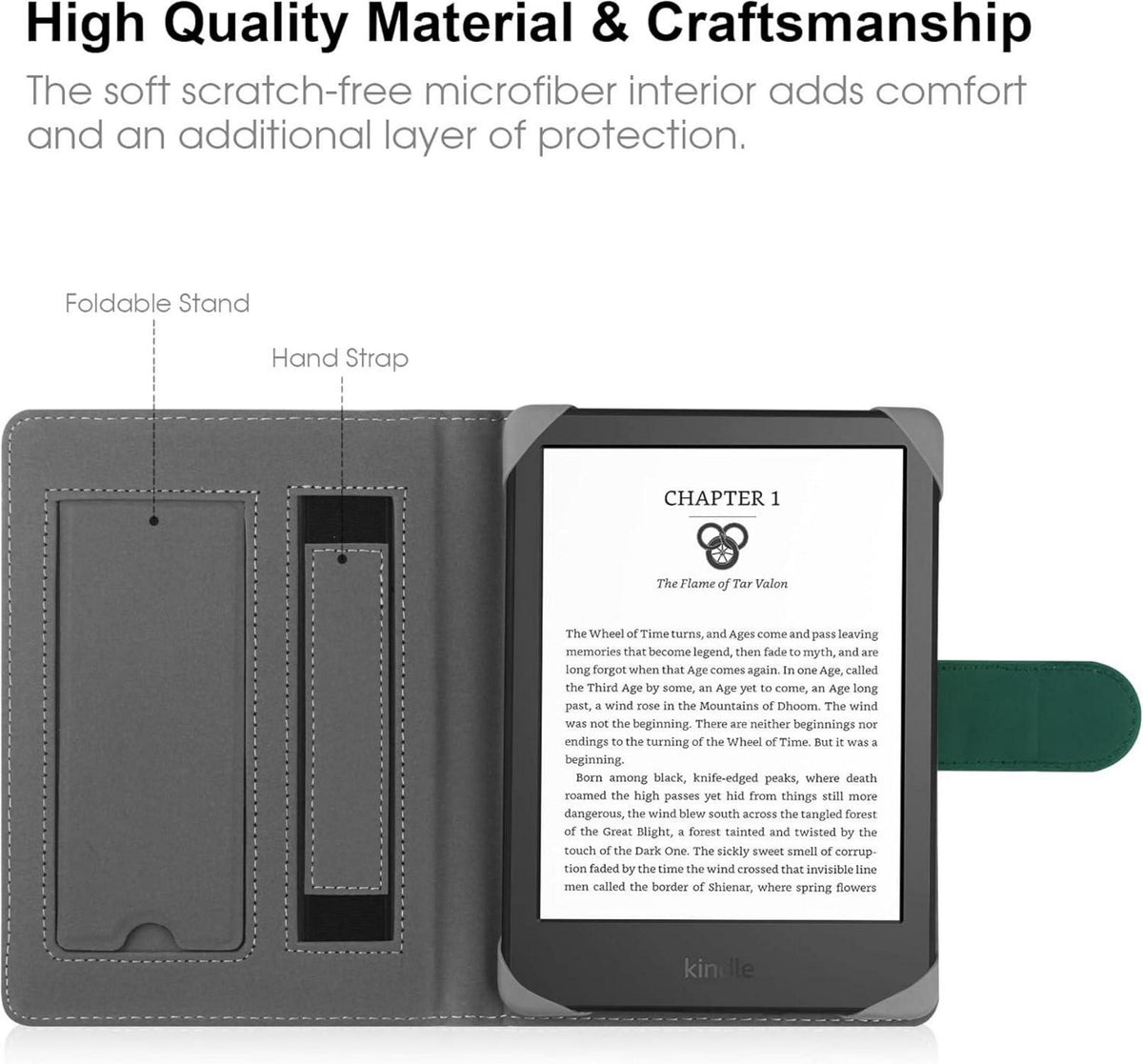 Universal Hülle für 6-6.8'' Ebook Reader grün Magnetverschluss Ständer