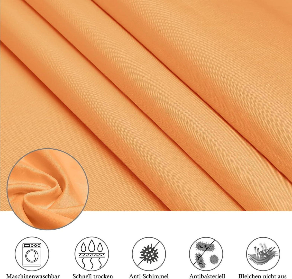 Duschvorhang 180x200 Orange, Textil Bad Vorhang Anti-Schimmel Wasserdicht