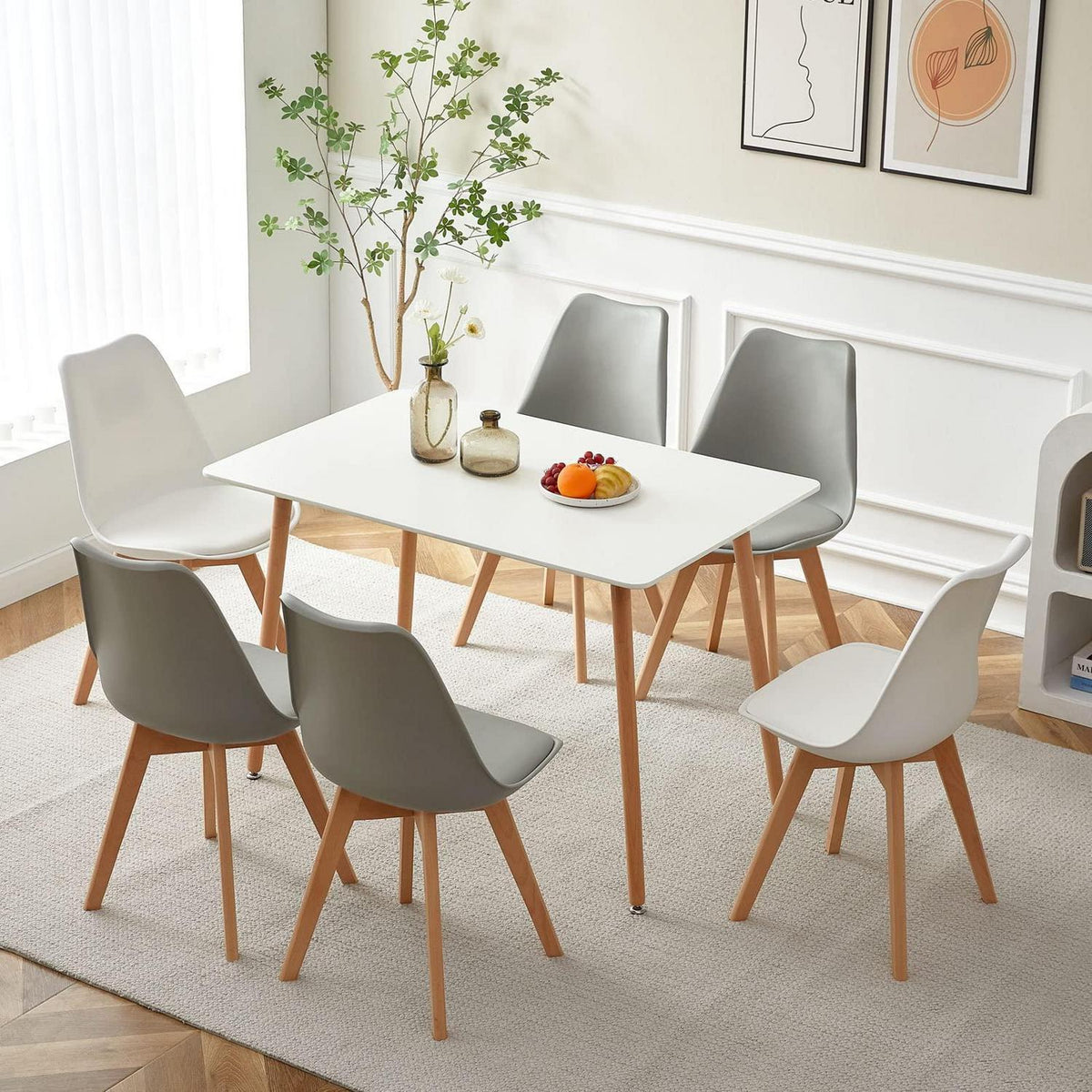 Esszimmergruppe Weiß mit 6 Stühlen – Modern & Komfortabel