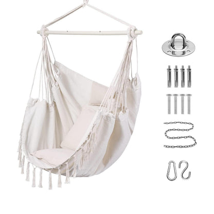 Hängematte Schaukelstuhl mit Kissen – Bequemer Boho-Stuhl für Terrasse & Garten