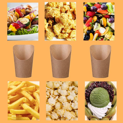 Kraftpapier Pommes Becher 50 Stück 12oz für Partys & Snacks