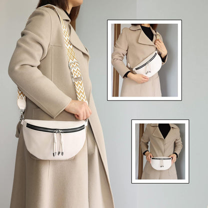 Damen Umhängetasche Crossbody Bag Breiter Gurt Dunkelgrau