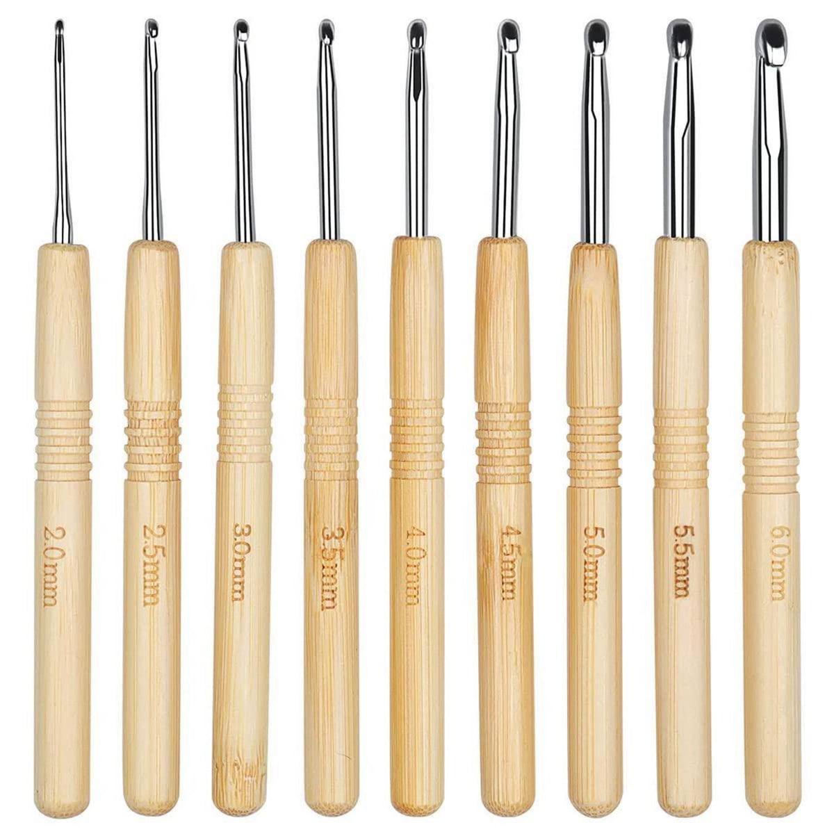 Häkelnadel Set 9 Stück Ergonomisch mit Holzgriffen