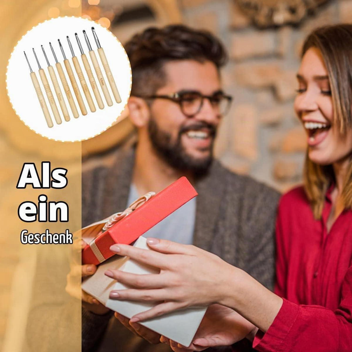 Häkelnadel Set 9 Stück Ergonomisch mit Holzgriffen
