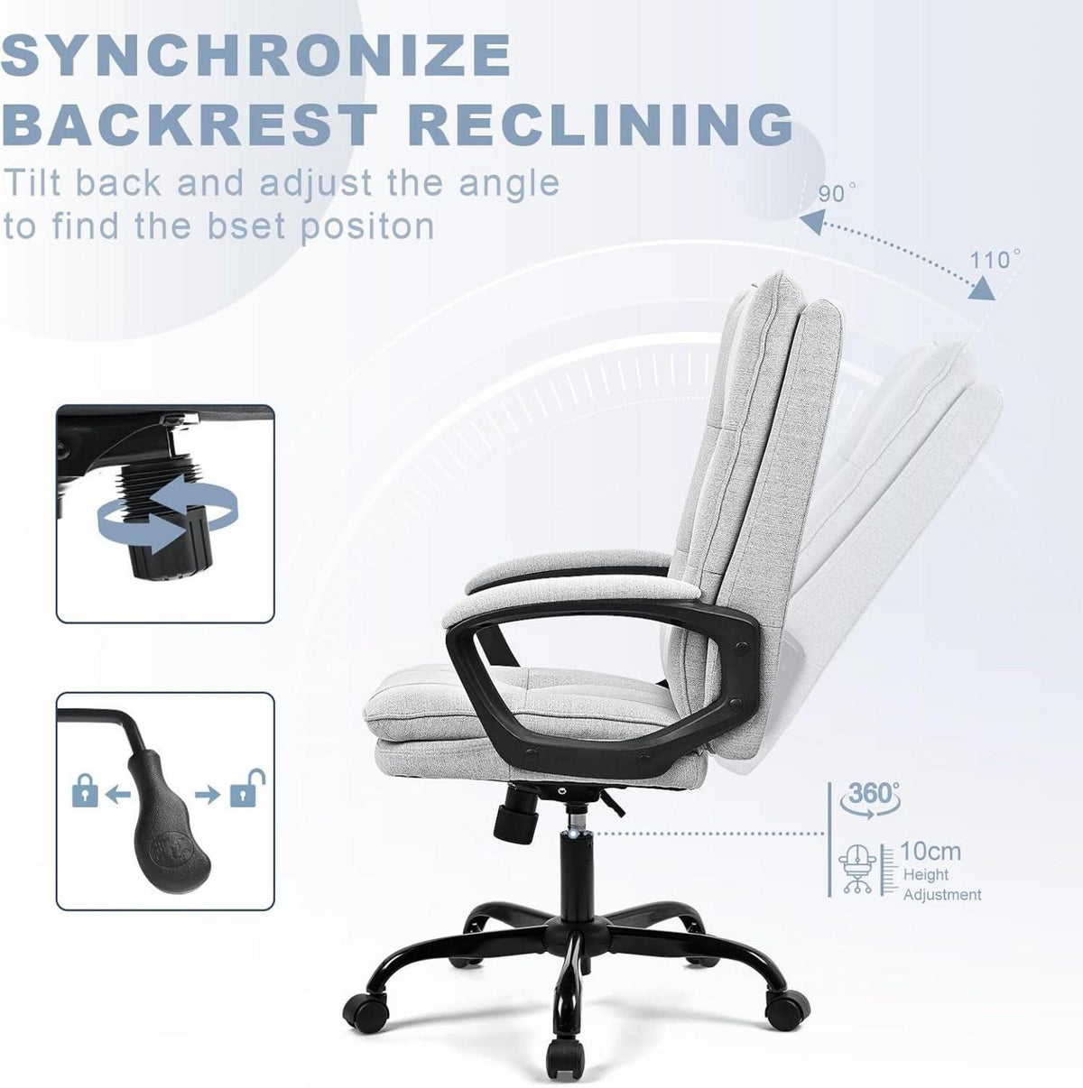 Bürostuhl Ergonomisch Schreibtischstuhl Chefsessel 150 kg drehbar