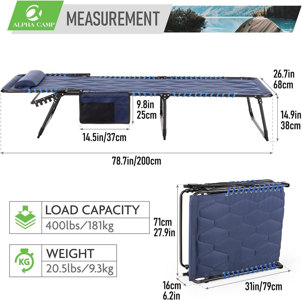 Campingliege klappbar 4fach verstellbar Sonnenliege XXL Gartenliege