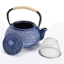 Teekanne aus Gusseisen mit Edelstahl-Siebeinsatz 1000ml Blau