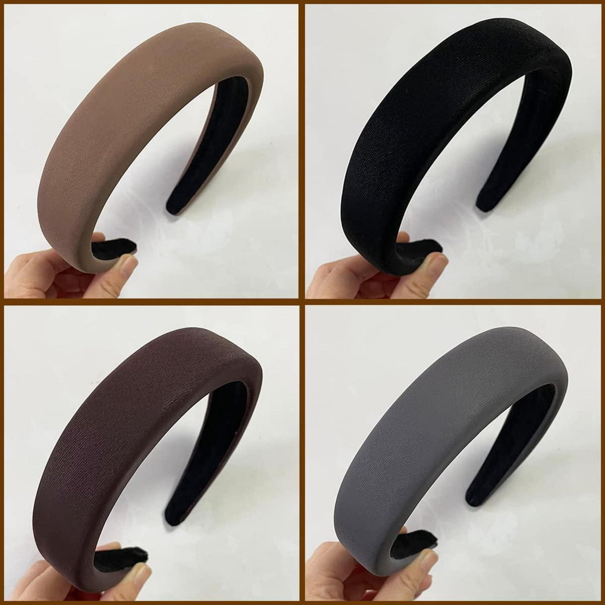 4er Set gepolsterte Stirnbänder Damen Mädchen 3cm breit lederähnlich