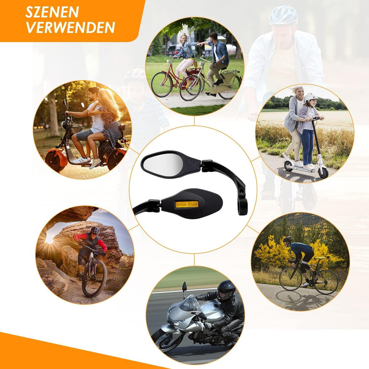Fahrradspiegel HD Edelstahl Rückspiegel für Lenker 21-26MM e-bike