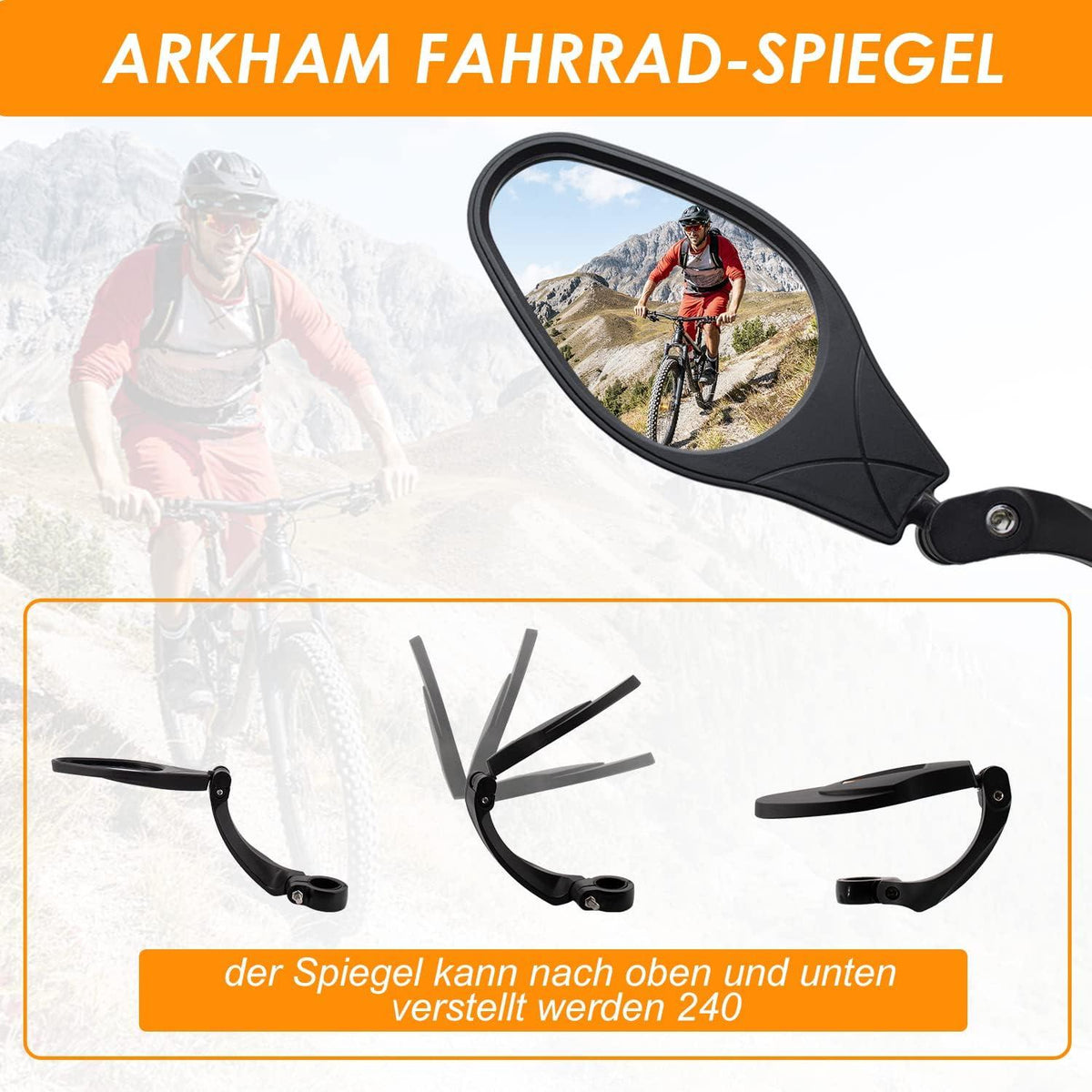 Fahrradspiegel HD Edelstahl Rückspiegel für Lenker 21-26MM e-bike