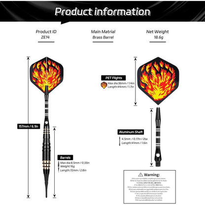 Soft Dartpfeile Set für Elektronische Dartscheibe - 16g, 6