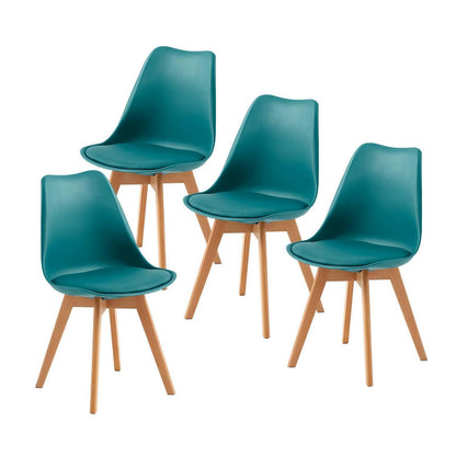 Türkis Esszimmerstühle Set (4x) mit PU-Sitzkissen