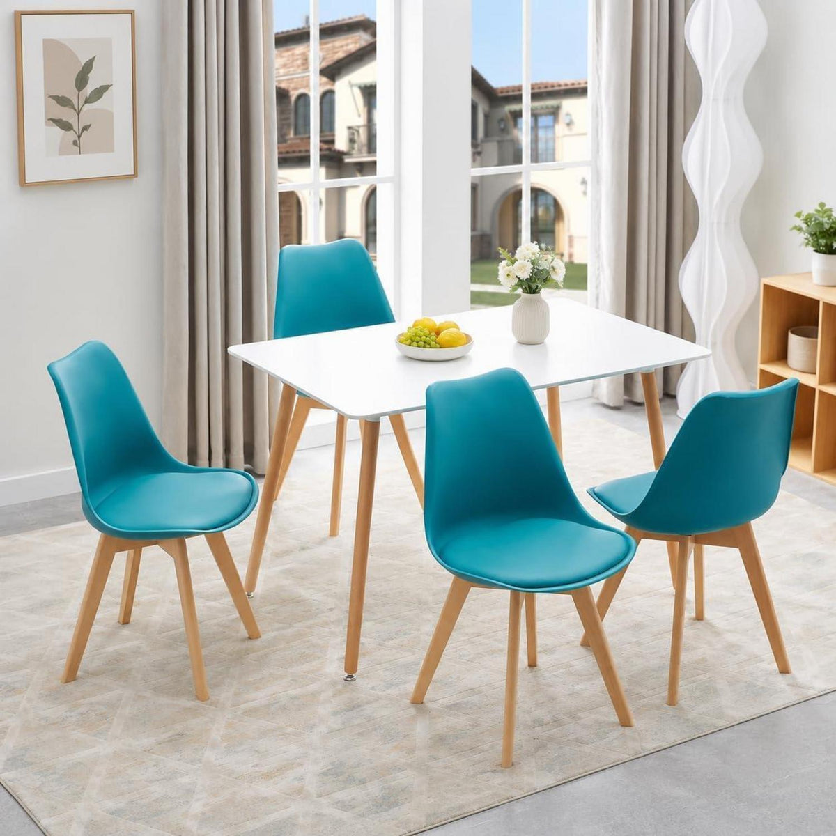 Türkis Esszimmerstühle Set (4x) mit PU-Sitzkissen