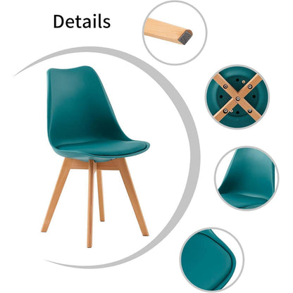 Türkis Esszimmerstühle Set (4x) mit PU-Sitzkissen