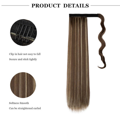 Pferdeschwanz Extension glatt, 55cm Chestnut Brown & Blond