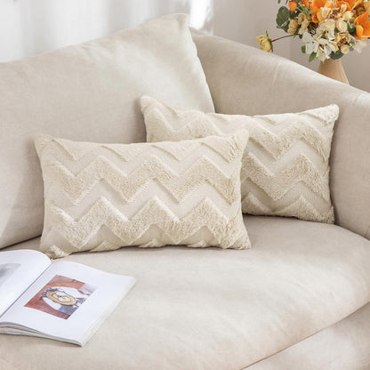 Weihnachts Kissenbezüge 2er Set Wolle Optik 40x60cm Beige
