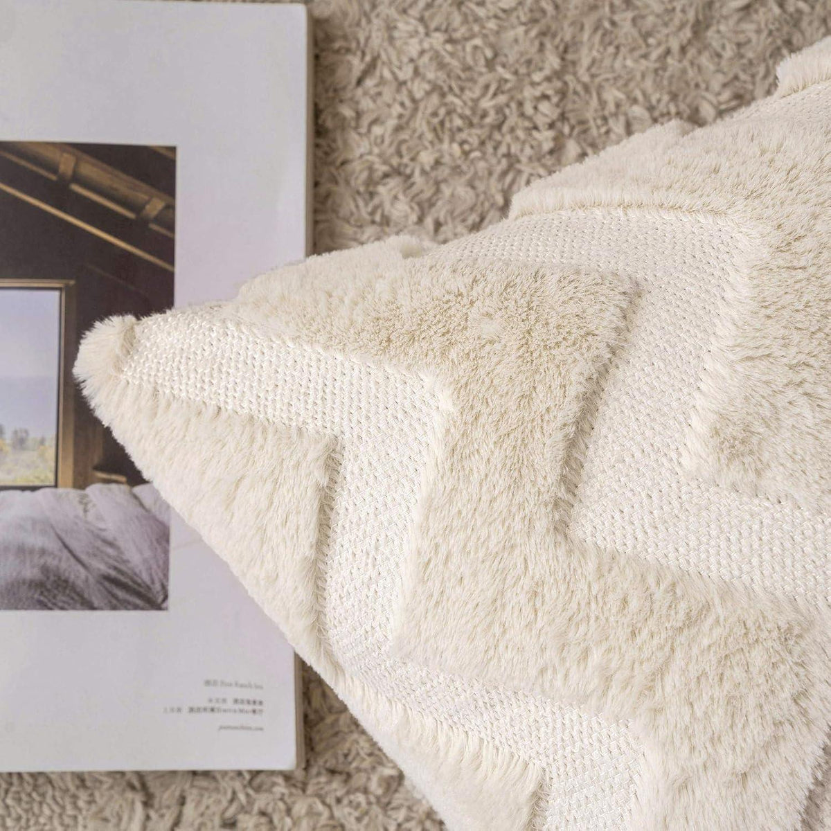 Weihnachts Kissenbezüge 2er Set Wolle Optik 40x60cm Beige