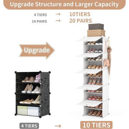 Vicye 10 Ebenen Schuhregal Organizer Weiß 20 Paar