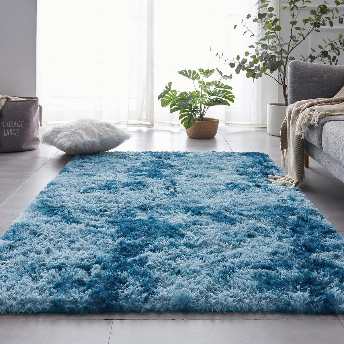 Hochflor Shaggy Teppich Navy Blau 160x230 cm – Superweich & Flauschig