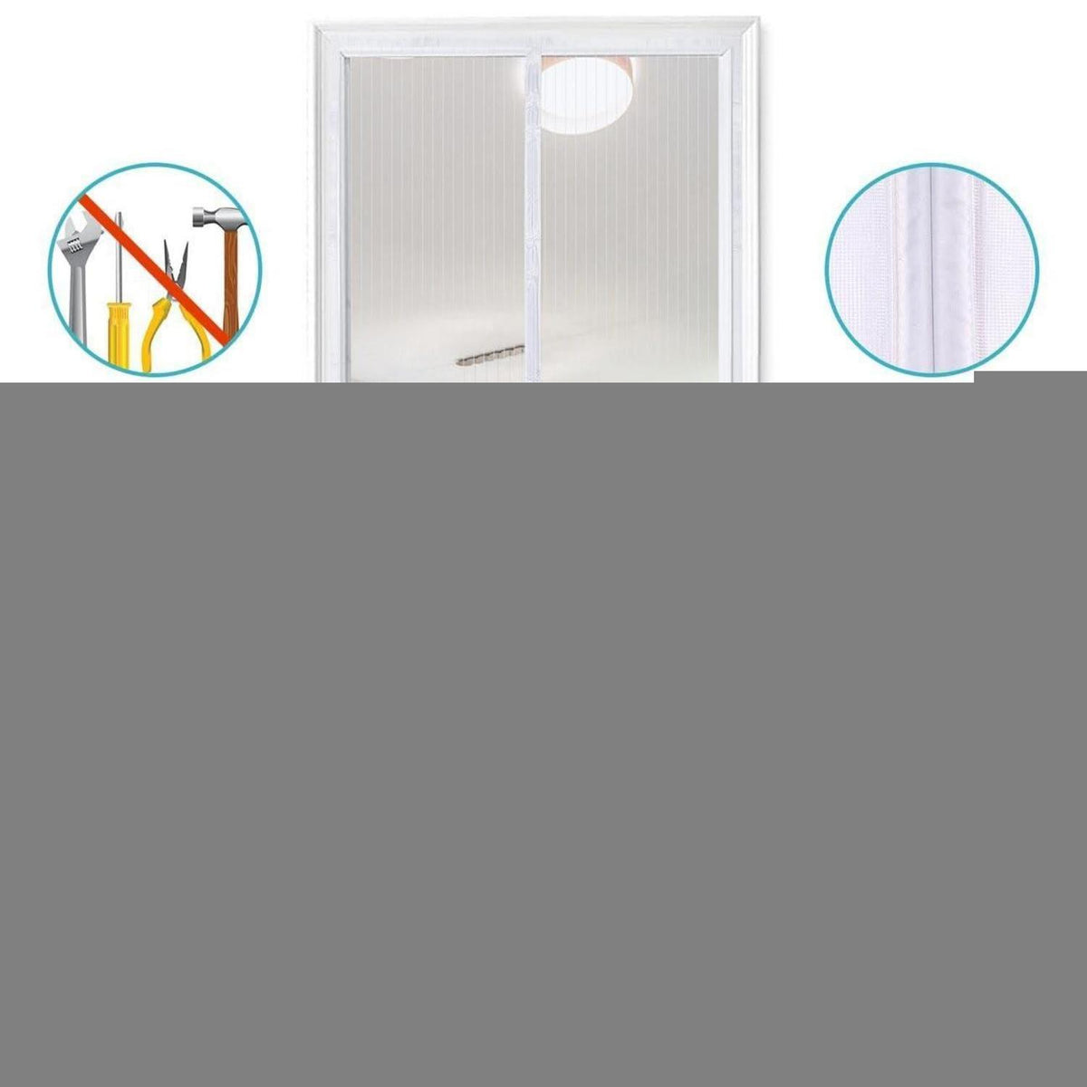Magnetischer Fliegengitter Tür 80x210cm Weiß Klebemontage