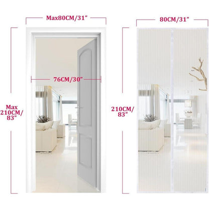 Magnetischer Fliegengitter Tür 80x210cm Weiß Klebemontage