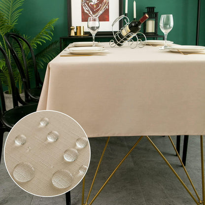 Rechteckige Tischdecke wasserdicht, Beige 140x240 cm