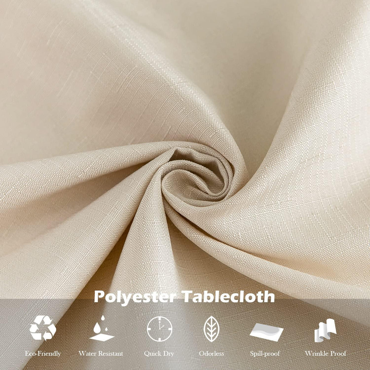 Rechteckige Tischdecke wasserdicht, Beige 140x240 cm