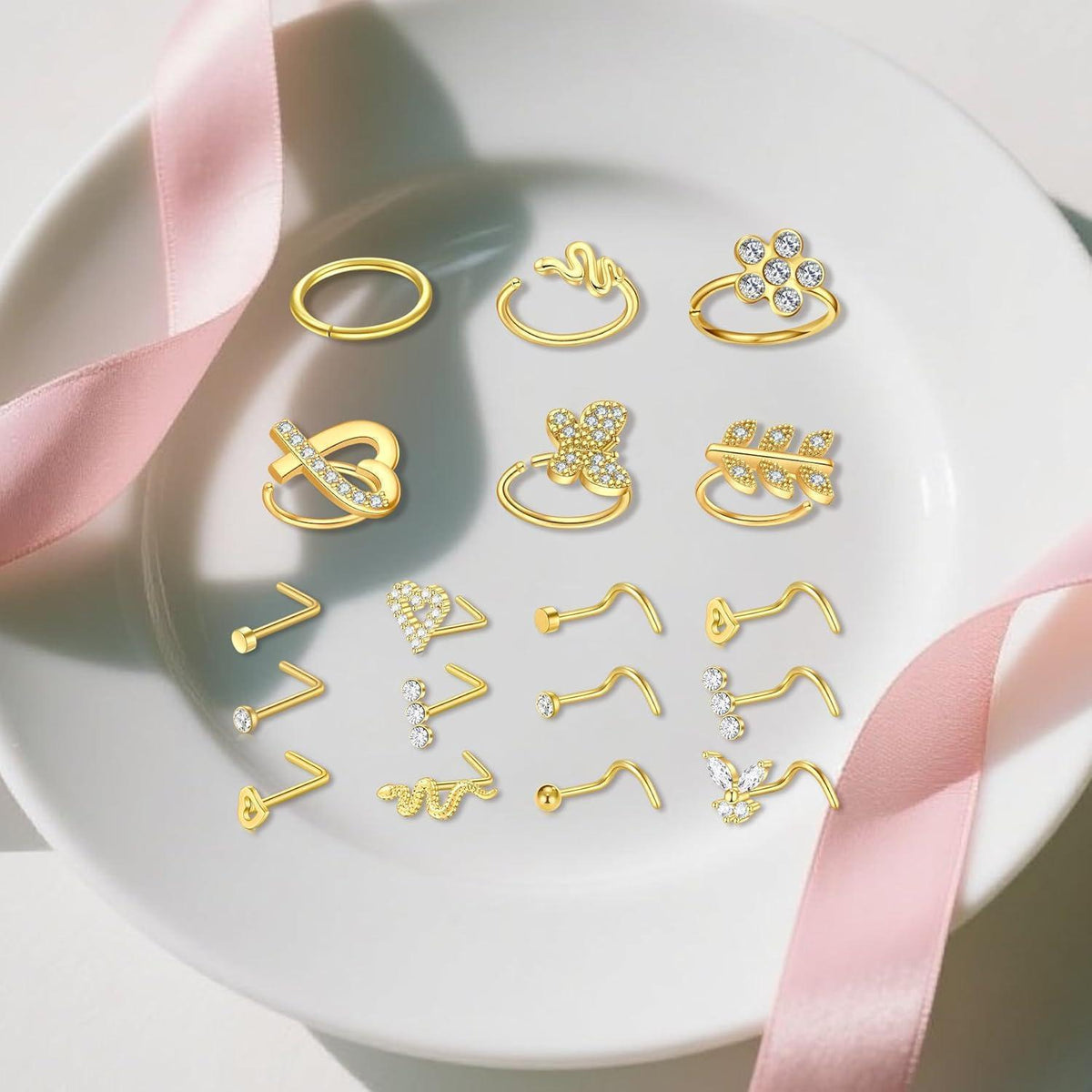 Chirurgenstahl Nasenringe & Stecker 20g Silber Roségold