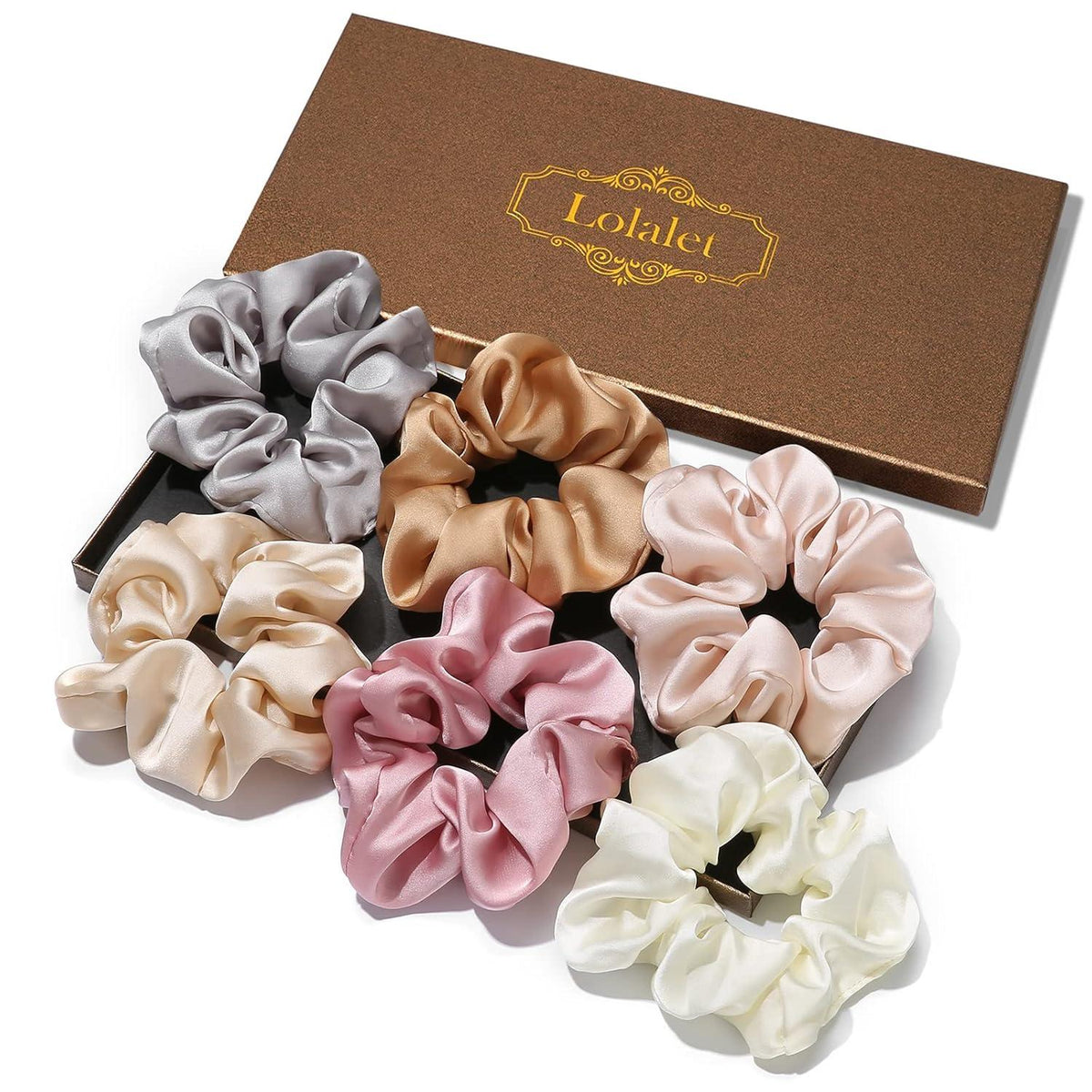 6er Set Seidige Satin Haargummis Scrunchies für Damen Frauen Mädchen