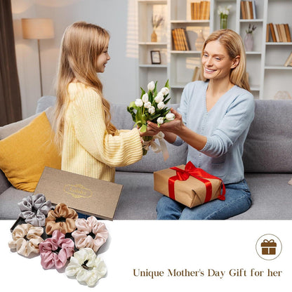 6er Set Seidige Satin Haargummis Scrunchies für Damen Frauen Mädchen