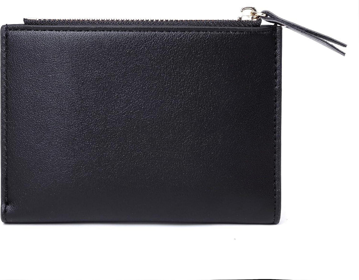 Damen Geldbörse Kurzformat Schwarz Weiches PU Leder Brieftasche