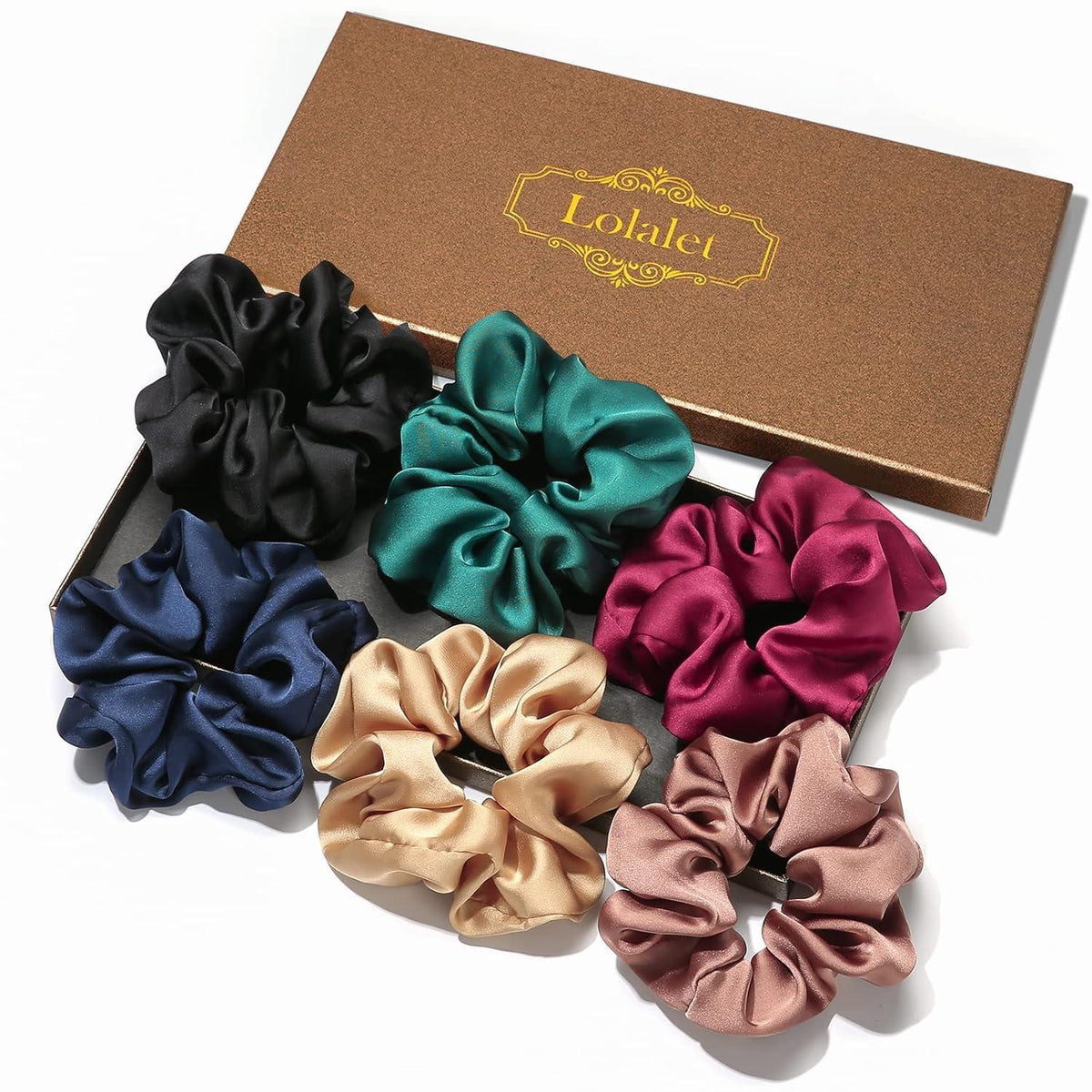 6er Set Seidige Satin Haargummis in 6 Farben - Damen Scrunchies