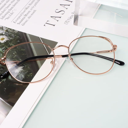 Klassische Vintage Katzenauge Fake Brille Damen Metallgestell