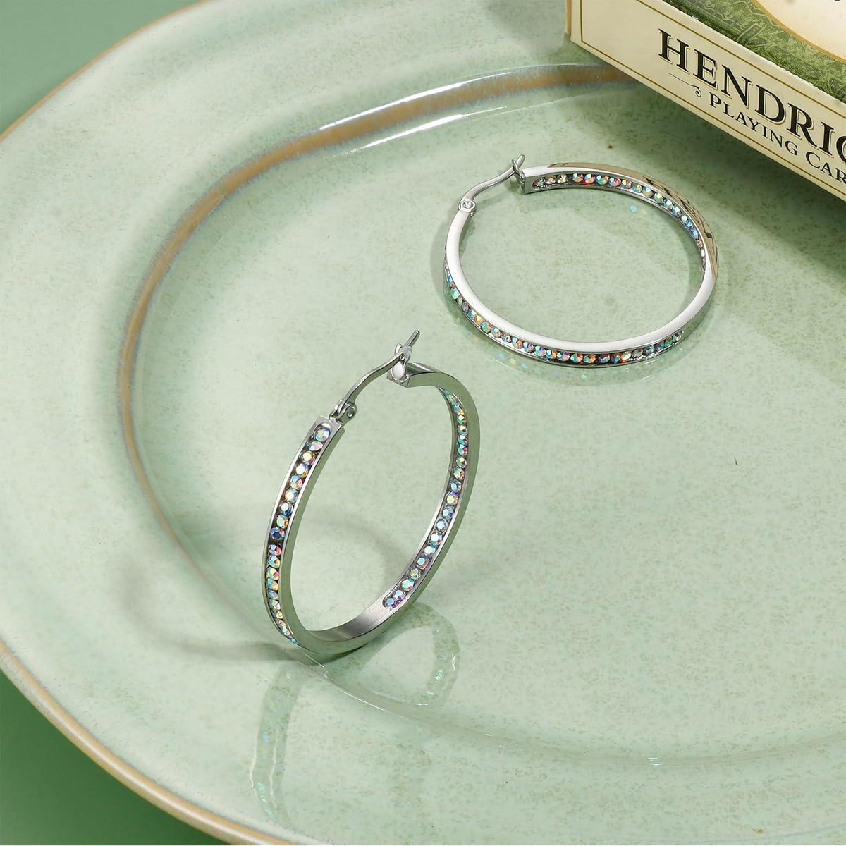 Creolen Edelstahl Damen 40mm/50mm/60mm mit Zirkonia, Silber/Gold/Roségold