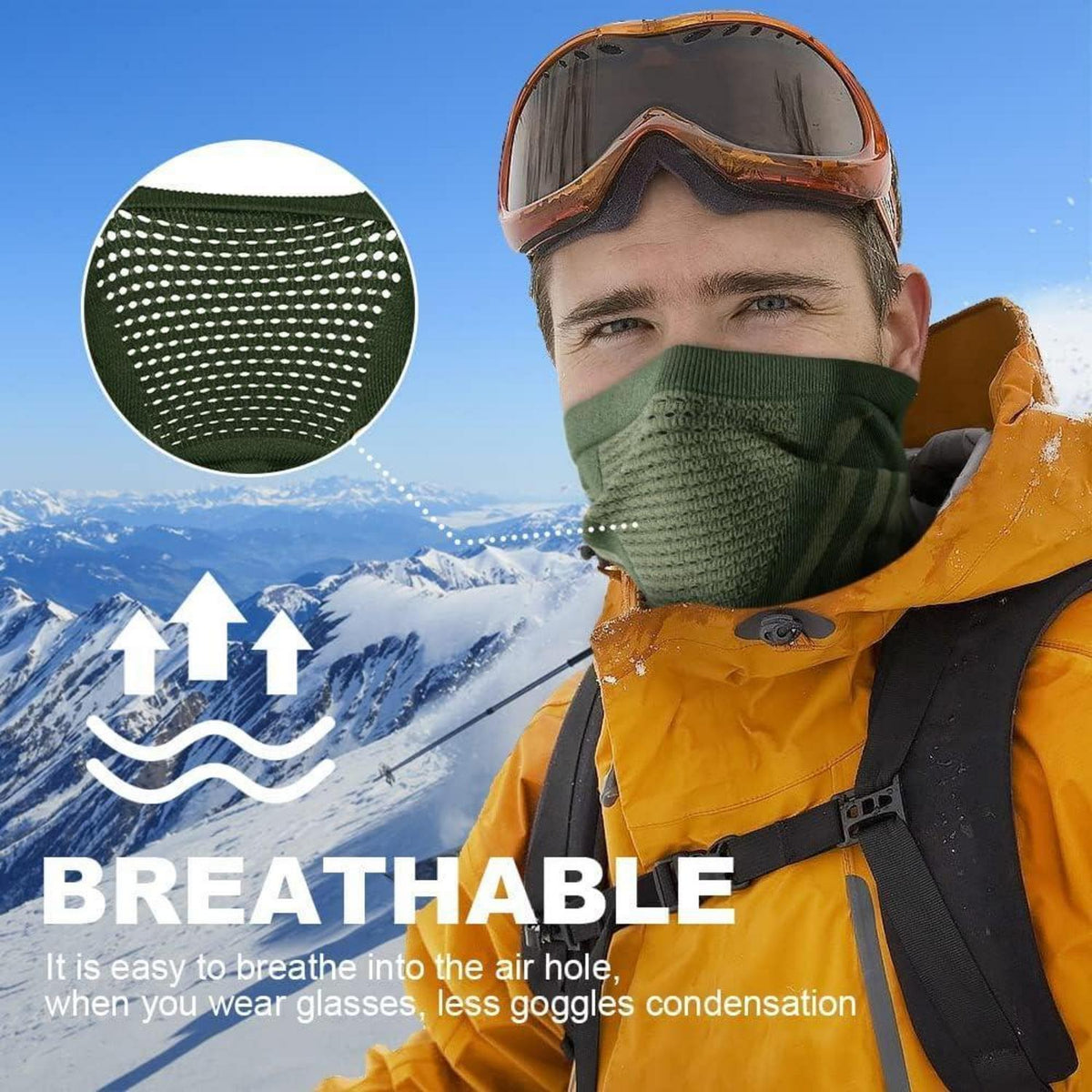 Winddichter Winter-Halswärmer für Ski & Snowboard – Grün