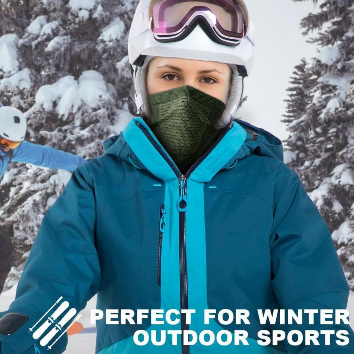 Winddichter Winter-Halswärmer für Ski & Snowboard – Grün