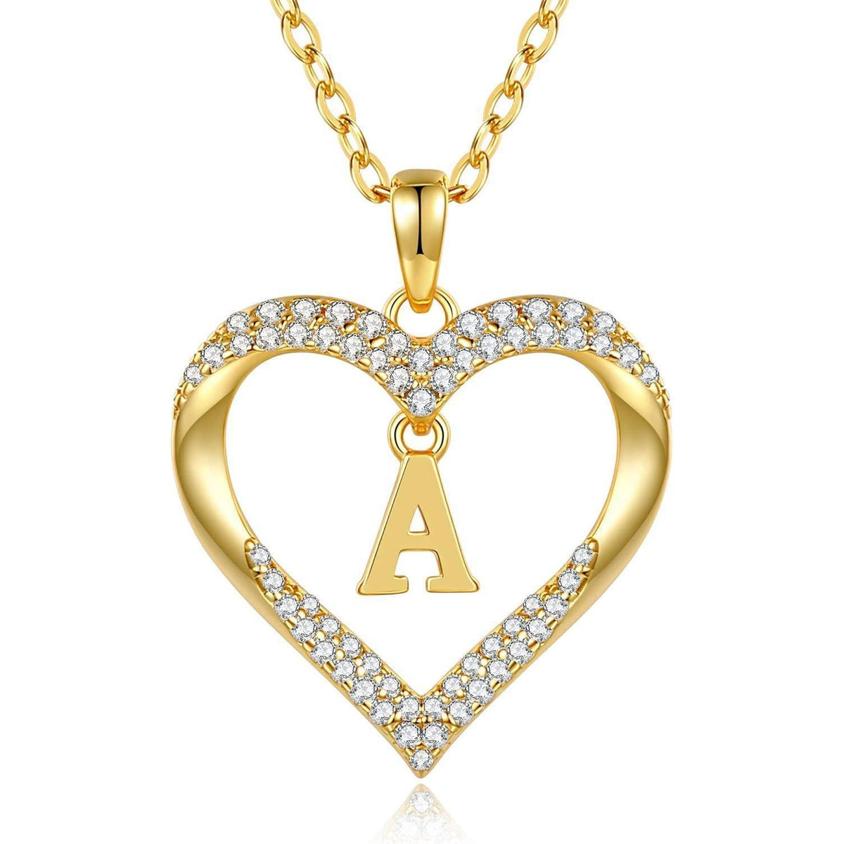 Initialen Halskette Damen 18K Vergoldet Herz Anhänger Buchstabe A-Z