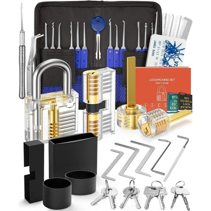 Lockpicking Set mit 38+4 Teilen & transparenten Schlössern