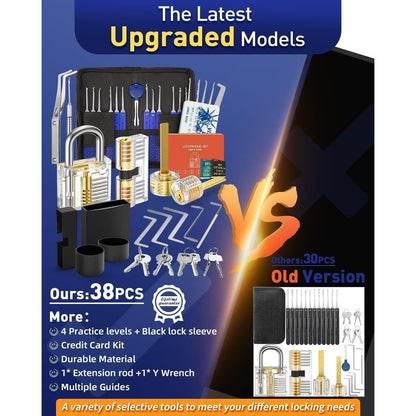 Lockpicking Set mit 38+4 Teilen & transparenten Schlössern