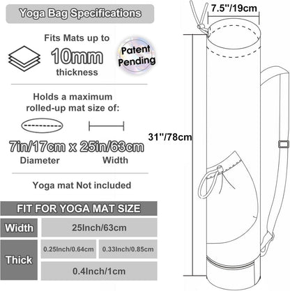 Yogatasche Damen mit Nassfach und Flaschenhalter Schwarz