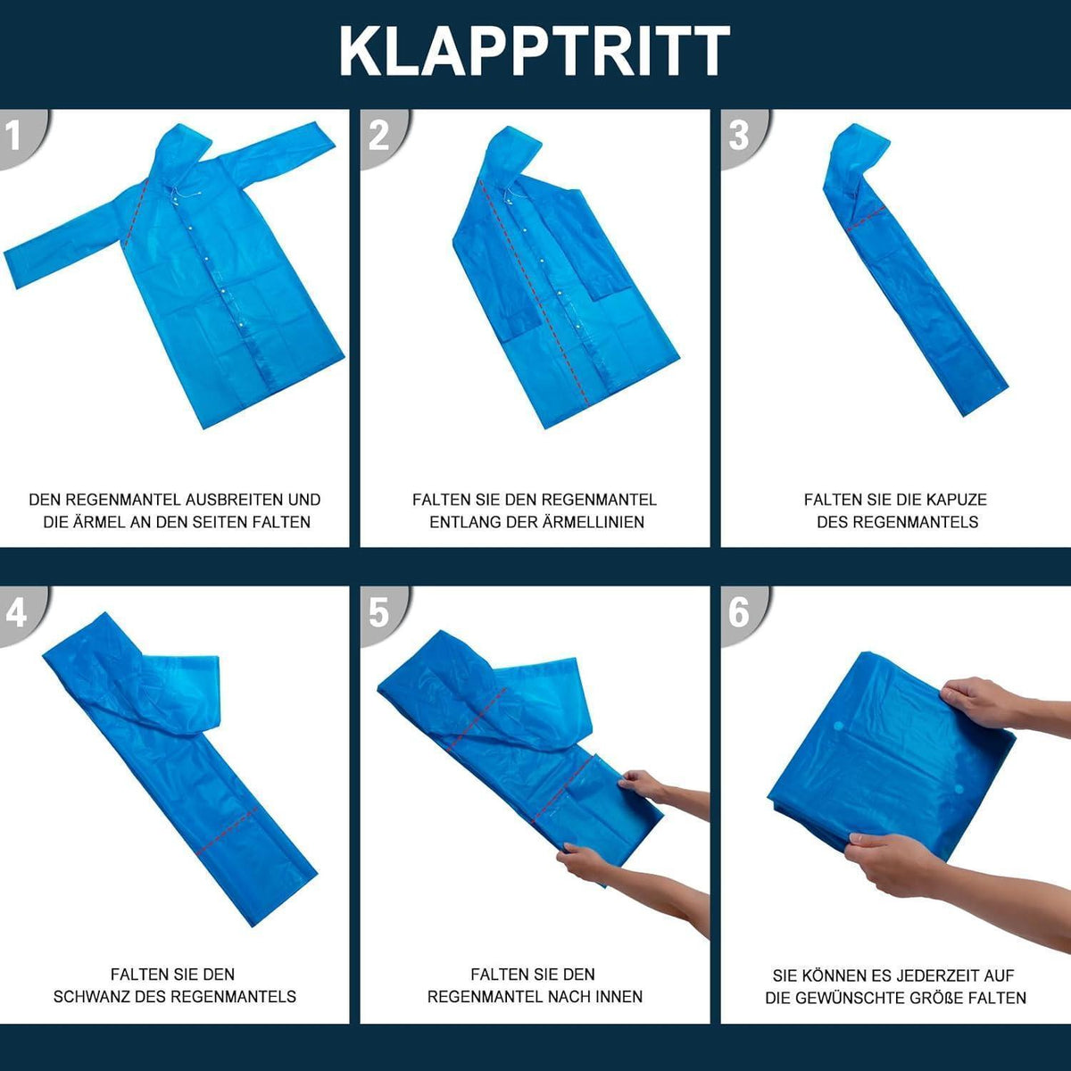 Wasserdichter Regenponcho Damen Herren – Faltbar & Wiederverwendbar