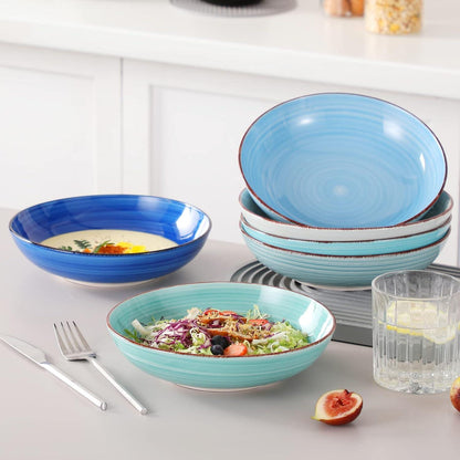 Suppenschalen Set 6er Steingut Bonita Pastateller 38 OZ Blau