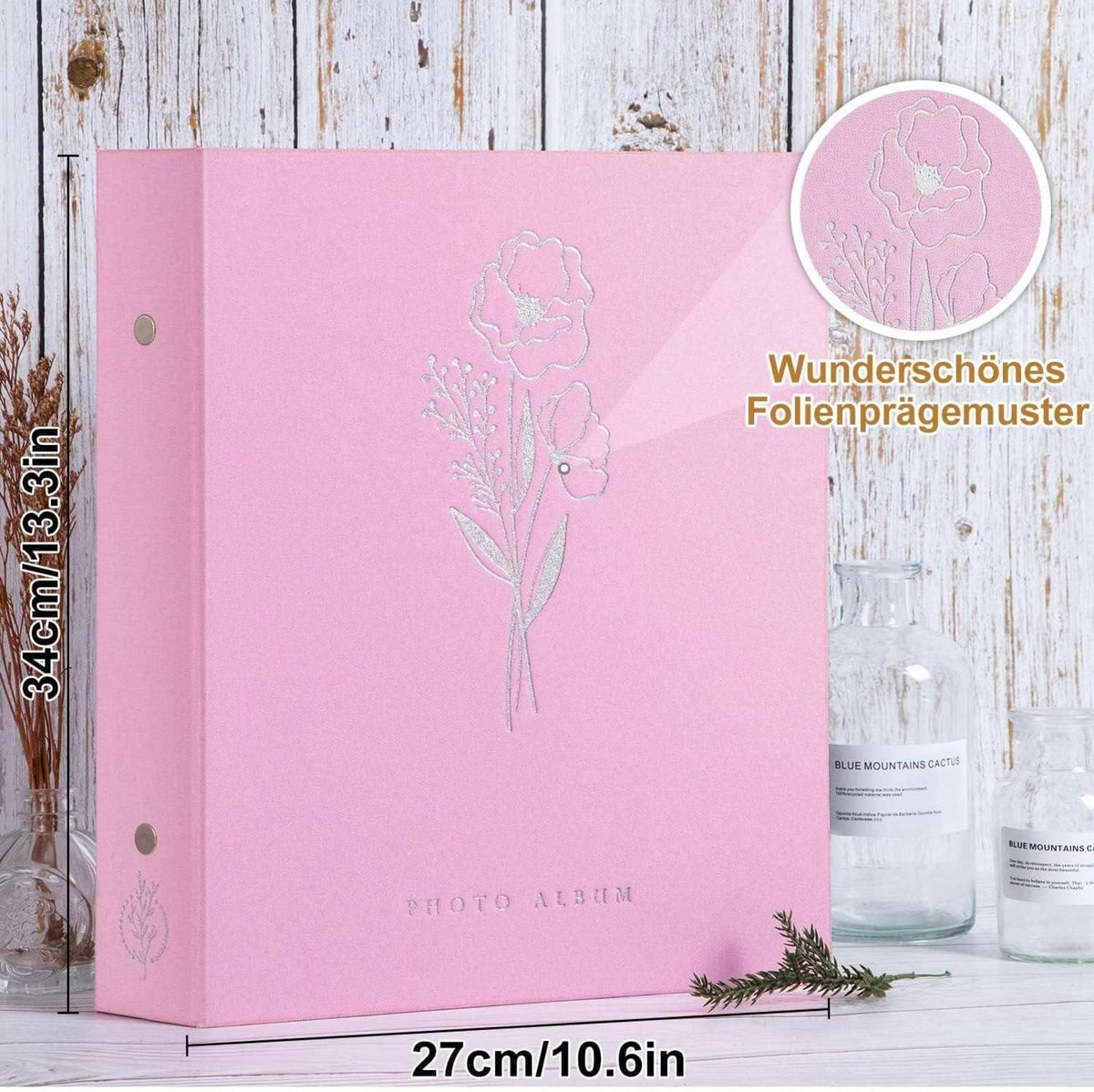 Fotoalbum 10x15 Leinen Einstecken 400 Rosa Hochformat Alben